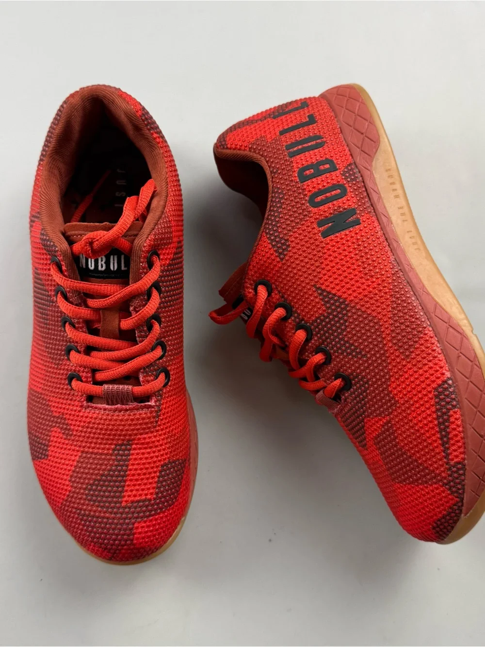 NOBULL Project Fire Camo Trainer Red CrossFit Shoes Lifting Gym Sneakers 7.5